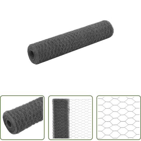 vidaXL Alambre para vallar -  Alambrada de gallinero acero revestimiento PVC gris 25x0,75 m