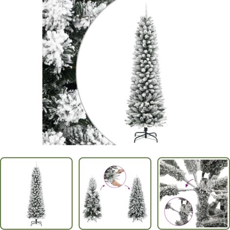 vidaXL Albero artificiale sottile -  Albero Natale Artificiale Sottile Neve Floccata 120cm PVC e PE
