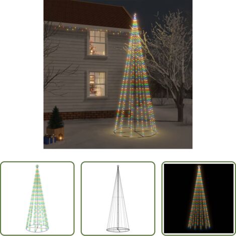 vidaXL Albero di Natale 732 LED -  Albero di Natale a Cono Colorato 732 LED 160x500 cm