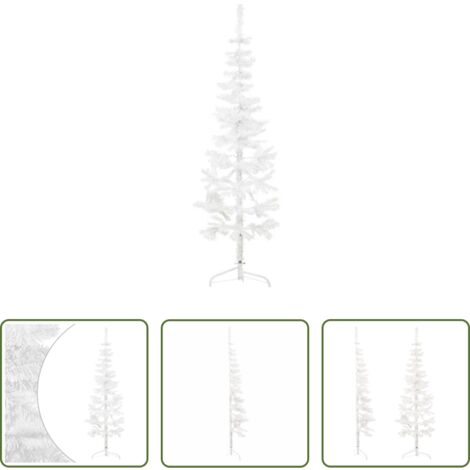 vidaXL Albero di Natale a Metà -  Albero Natale Artificiale Sottile a Metà Supporto Bianco 150 cm