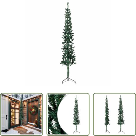 vidaXL Albero di Natale a metà -  Albero Natale Artificiale Sottile a Metà Supporto Verde 240 cm