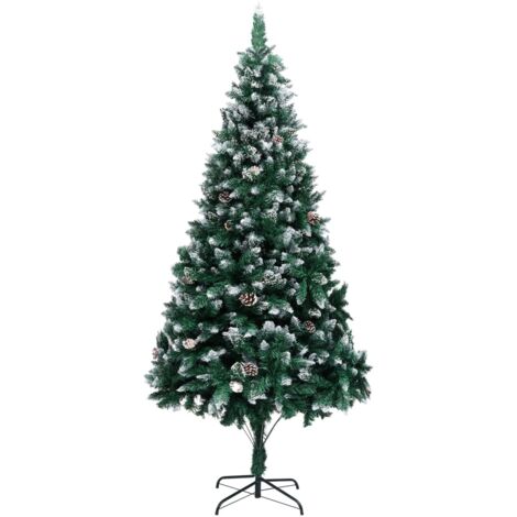 vidaXL Albero di Natale Artificiale con Pigne e Neve Bianca 210 cm