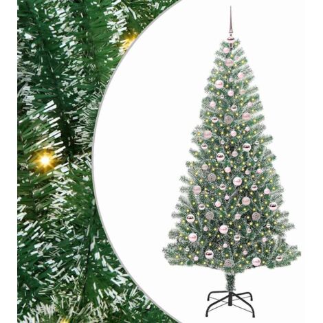 vidaXL Albero di Natale Artificiale Imbiancato con Luci LED 210 cm