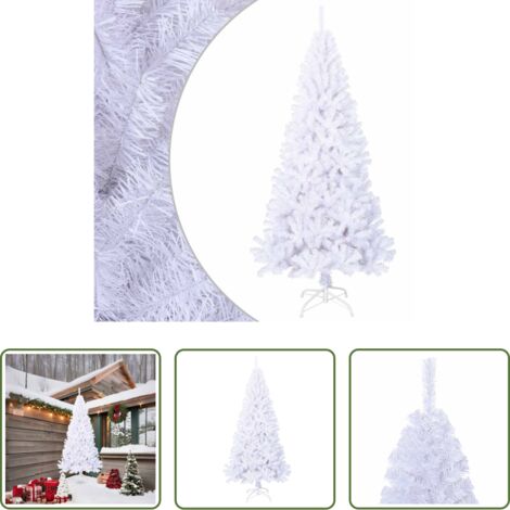 vidaXL Albero di Natale Bianco -  Albero di Natale Artificiale con Rami Spessi Bianco 210 cm PVC