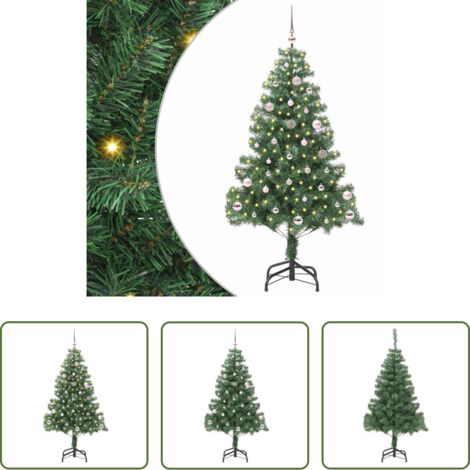 vidaXL Albero di Natale con 150 LED -  Albero di Natale con 150 LED con supporto Verde 150 cm PVC