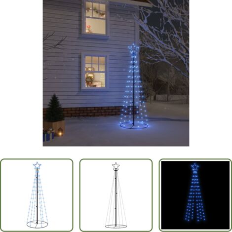 vidaXL Albero di Natale con LED -  Albero di Natale a Cono Blu 108 LED 70x180 cm