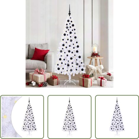 vidaXL Albero di Natale con LED -  Albero di Natale artificiale Bianco 180 cm PVC e Acciaio