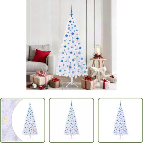 vidaXL Albero di Natale con LED -  Albero di Natale artificiale Bianco 180 cm PVC e Acciaio