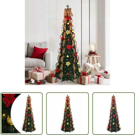vidaXL Albero di Natale con LED -  Albero di Natale artificiale con 150 LED Verde 185 cm PVC