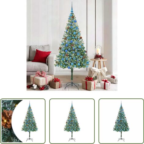 vidaXL Albero di Natale con LED -  Albero di Natale artificiale Verde 180 cm PVC e Acciaio