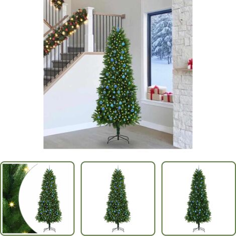 vidaXL Albero di Natale con LED -  Albero di Natale con 300 LED con supporto Verde 240 cm PE