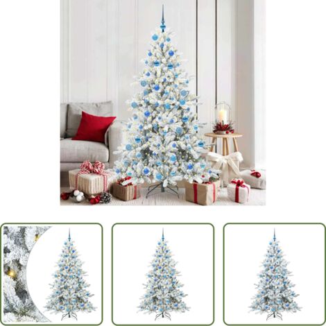 vidaXL Albero di Natale con Luci a Corda -  Albero di Natale Artificiale con Rami Pieghevoli Bianco 180 cm