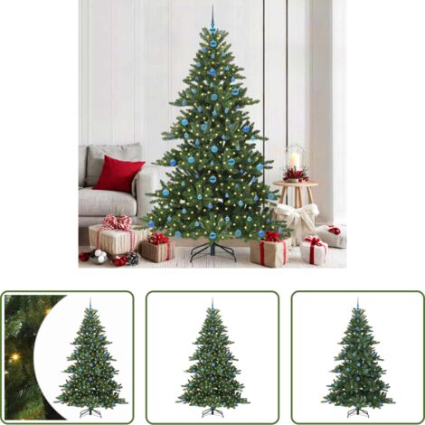 vidaXL Albero di Natale con Luci a Corda -  Albero di Natale Artificiale con Rami Pieghevoli Verde 210 cm
