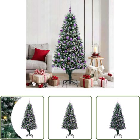 vidaXL Albero di Natale con luci -  Albero di Natale artificiale con 300 LED Verde 180 cm