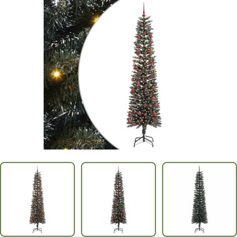vidaXL Albero di Natale con luci -  Albero di Natale artificiale con 300 LED Verde 210 cm