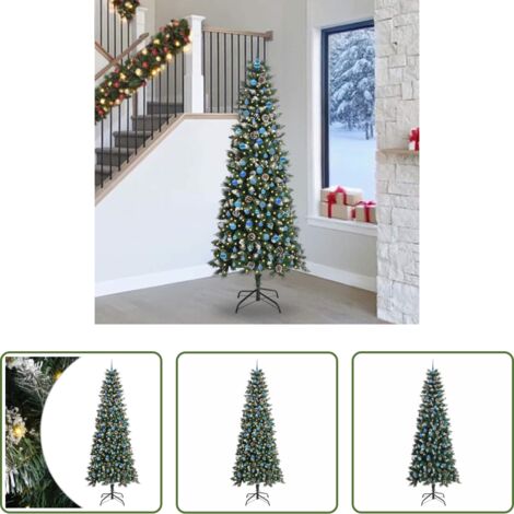 vidaXL Albero di Natale con luci -  Albero di Natale artificiale con 300 LED Verde 240 cm