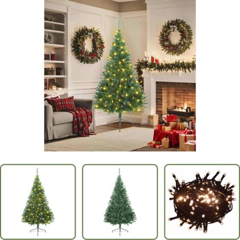 vidaXL Albero di Natale con Luci -  Albero di Natale artificiale con luci integrate Verde 180 cm