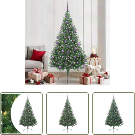 vidaXL Albero di Natale con Luci -  Albero di Natale artificiale con luci integrate Verde 210 cm