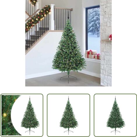 vidaXL Albero di Natale con luci -  Albero di Natale artificiale con luci integrate Verde 240 cm