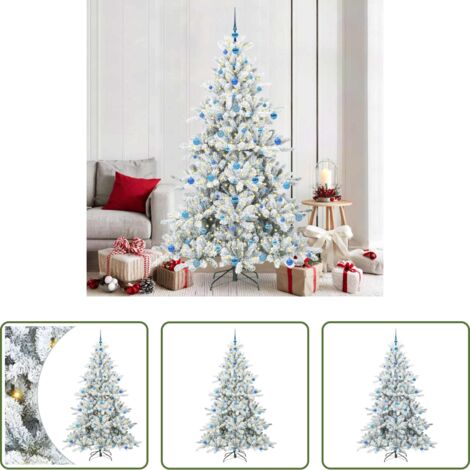 vidaXL Albero di Natale con Luci -  Albero di Natale Artificiale con Rami Pieghevoli Bianco 210 cm