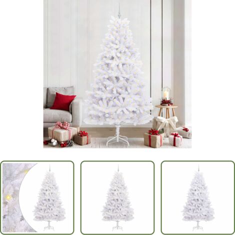 vidaXL Albero di Natale con Luci -  Albero di Natale Artificiale con Rami Pieghevoli Bianco 240 cm