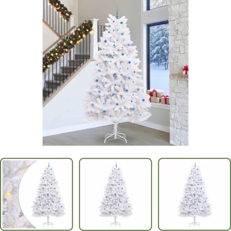 vidaXL Albero di Natale con luci -  Albero di Natale Artificiale con Rami Pieghevoli Bianco 300 cm