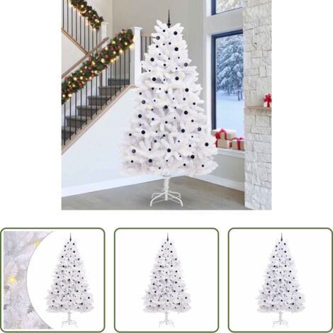 vidaXL Albero di Natale con Luci -  Albero di Natale Artificiale con Rami Pieghevoli Bianco 300 cm