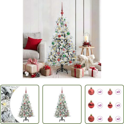vidaXL Albero di Natale con Luci LED -  Albero di Natale Artificiale con Rami Pieghevoli Bianco 150 cm
