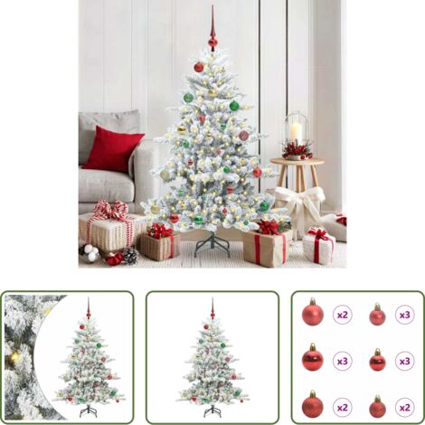 vidaXL Albero di Natale con Luci LED -  Albero di Natale Artificiale con Rami Pieghevoli Bianco 150 cm