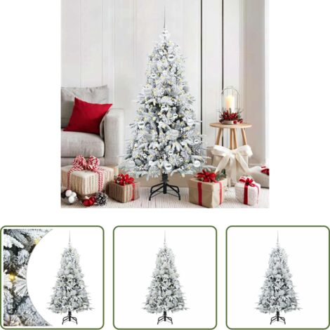 vidaXL Albero di Natale con luci LED -  Albero di Natale Artificiale con Rami Pieghevoli Bianco 150 cm