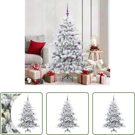 vidaXL Albero di Natale con Luci LED -  Albero di Natale Artificiale con Rami Pieghevoli Bianco 150 cm