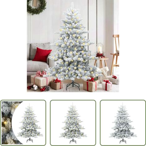 vidaXL Albero di Natale con luci LED -  Albero di Natale Artificiale con Rami Pieghevoli Bianco 150 cm