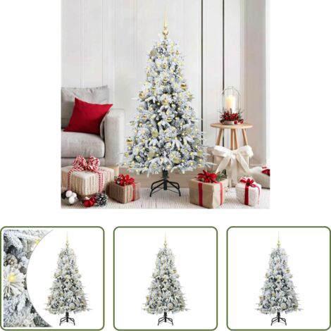 vidaXL Albero di Natale con Luci LED -  Albero di Natale Artificiale con Rami Pieghevoli Bianco 150 cm