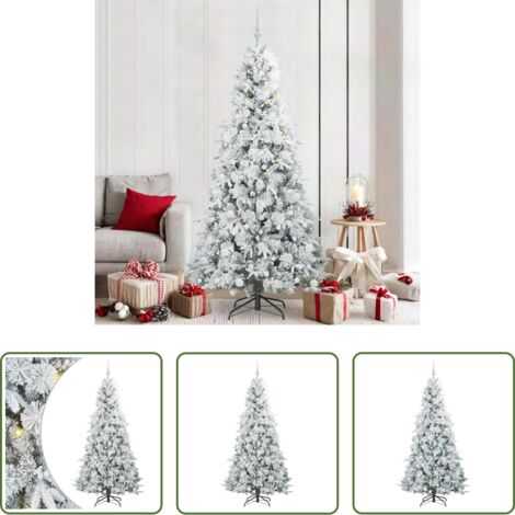 vidaXL Albero di Natale con Luci LED -  Albero di Natale Artificiale con Rami Pieghevoli Bianco 210 cm