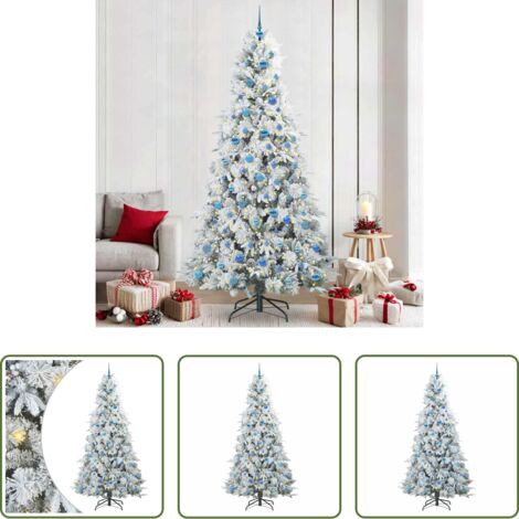 vidaXL Albero di Natale con Luci LED -  Albero di Natale Artificiale con Rami Pieghevoli Bianco 240 cm