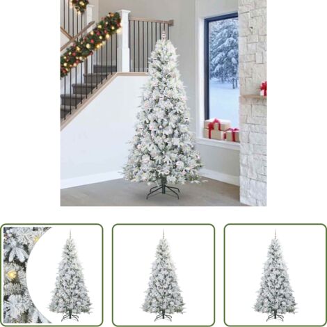 vidaXL Albero di Natale con Luci LED -  Albero di Natale Artificiale con Rami Pieghevoli Bianco 240 cm