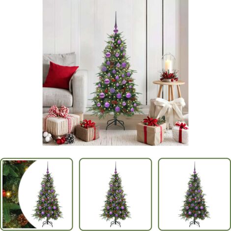 vidaXL Albero di Natale con Luci LED -  Albero di Natale Artificiale con Rami Pieghevoli Verde 120 cm