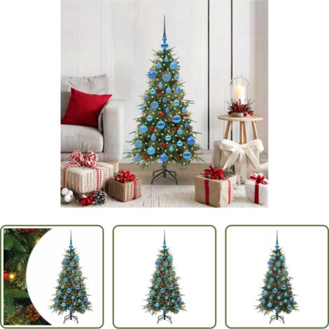 vidaXL Albero di Natale con Luci LED -  Albero di Natale Artificiale con Rami Pieghevoli Verde 120 cm