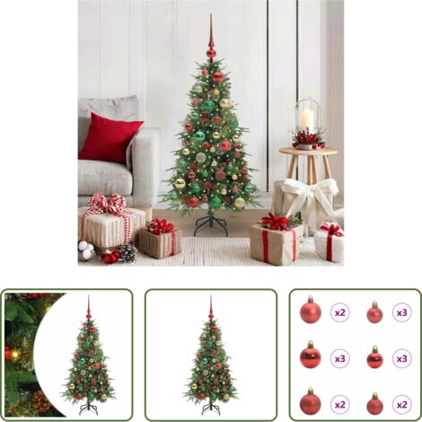 vidaXL Albero di Natale con Luci LED -  Albero di Natale Artificiale con Rami Pieghevoli Verde 120 cm