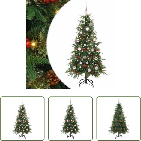 vidaXL Albero di Natale con Luci LED -  Albero di Natale Artificiale con Rami Pieghevoli Verde 150 cm