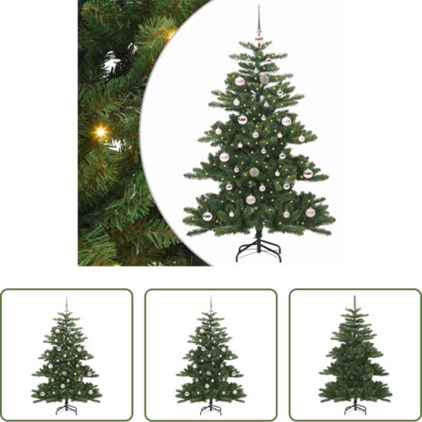 vidaXL Albero di Natale con luci LED -  Albero di Natale Artificiale con Rami Pieghevoli Verde 150 cm