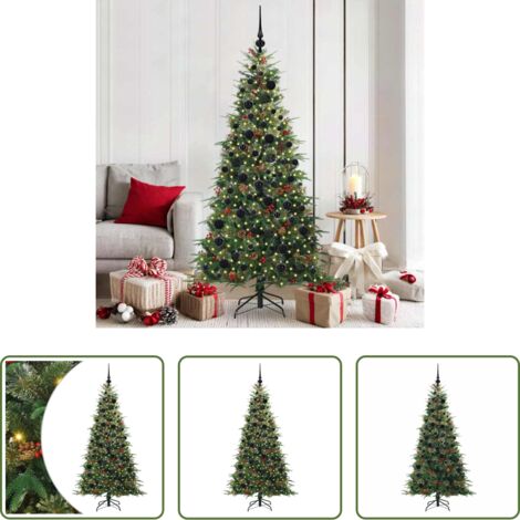vidaXL Albero di Natale con Luci LED -  Albero di Natale Artificiale con Rami Pieghevoli Verde 180 cm