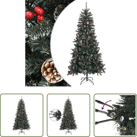vidaXL Albero di Natale con Pigne -  Albero di Natale Artificiale con Base Verde 240 cm PVC