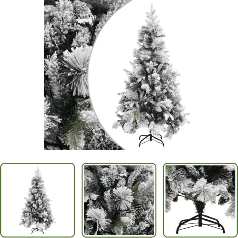 vidaXL Albero di Natale con pigne -  Albero di Natale con Neve Floccata e Pigne 225 cm PVC e PE