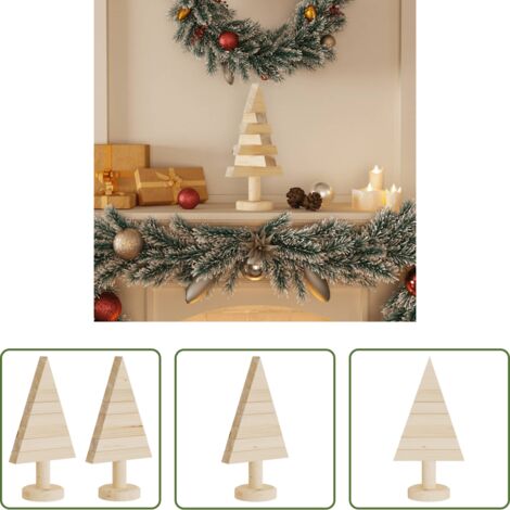 vidaXL Albero di Natale decorativo -  Alberi di Natale Decorativi in Legno 2pz 30cm Massello di Pino
