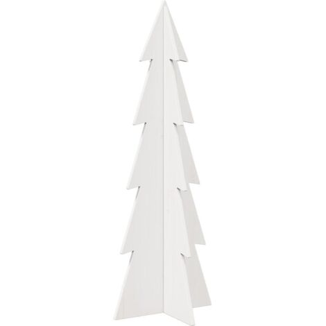 vidaXL Albero di Natale Decorativo Bianco 112 cm Legno Massello Pino