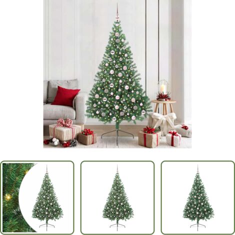 vidaXL Albero di Natale esterno -  Albero di Natale artificiale con luci integrate Verde 210 cm