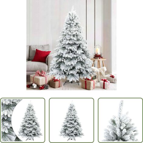 vidaXL Albero di Natale Foderato di Neve -  Albero di Natale Artificiale Snodato Foderato di Neve Bianco