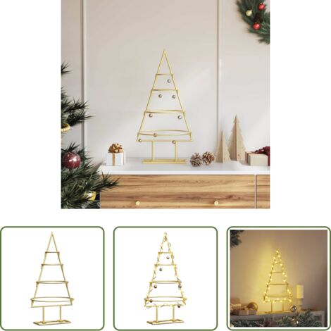 vidaXL Albero di Natale in acciaio -  Albero di Natale in metallo con supporto Oro 60 cm