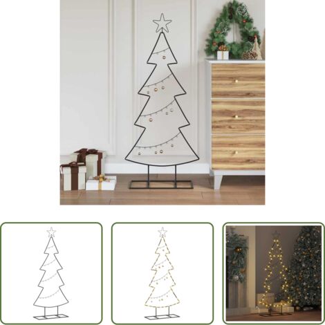 vidaXL Albero di Natale in metallo -  Albero di Natale in metallo con supporto Nero 125 cm Acciaio